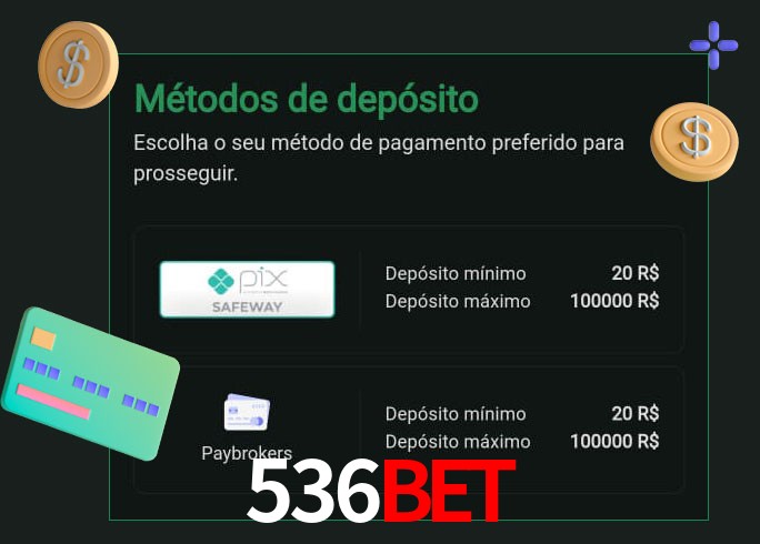 O cassino 536bet oferece uma grande variedade de métodos de pagamento